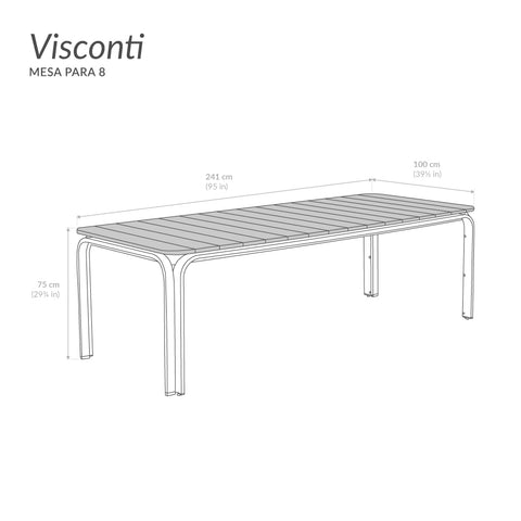 Comedor Visconti para 8 - Grafito