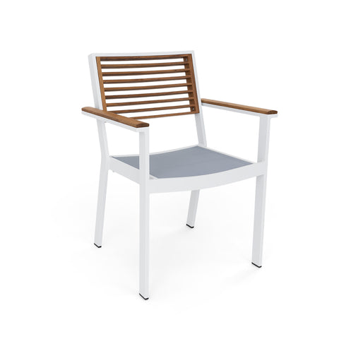 Comedor York para 6 - Blanco y gris