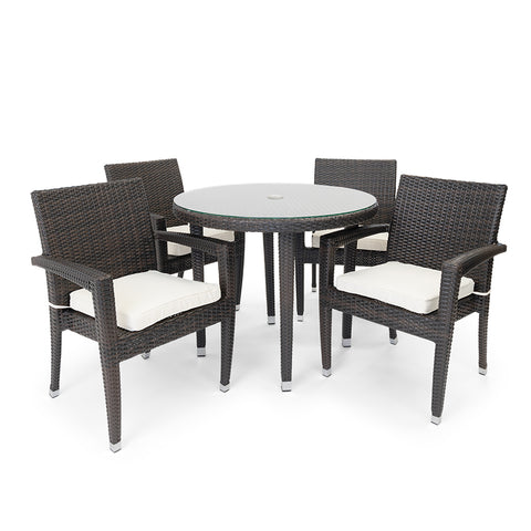 Comedor Toscana redondo para 4 - Café oscuro