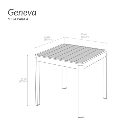 Mesa Geneva para 4 - Grafito