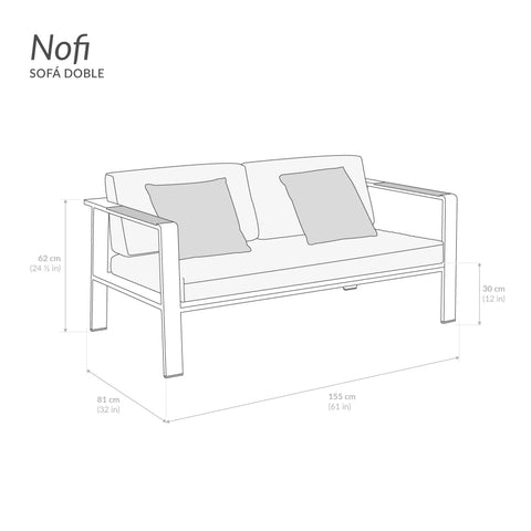 Sofá doble Nofi - Crema