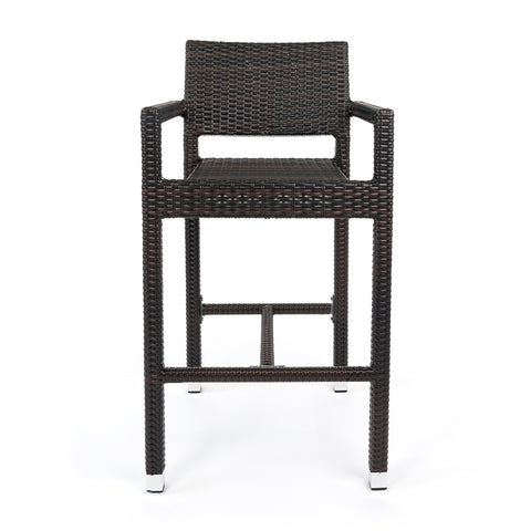 Silla alta Jakarta con descansabrazos - Café oscuro