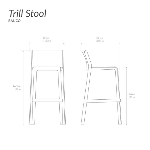 Silla alta Trill Stool - Grigio