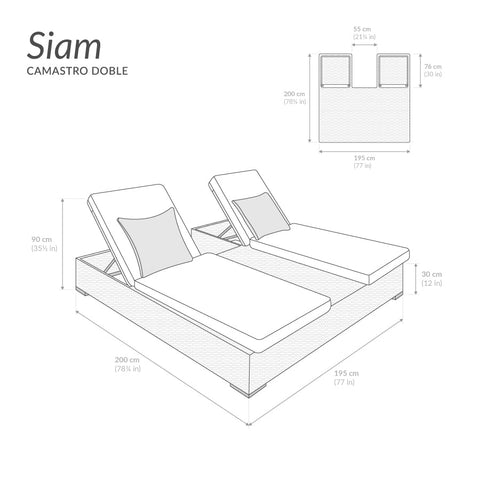 Camastro doble Siam - Café claro