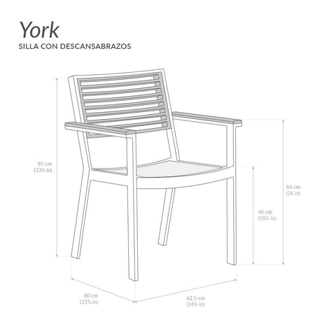 Silla York con descansabrazos - Blanco