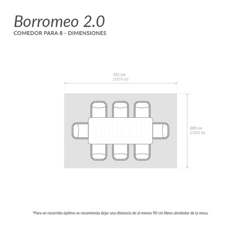 Comedor Borromeo 2.0 para 8 - Gris