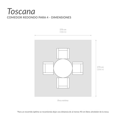 Comedor Toscana redondo para 4 - Café oscuro