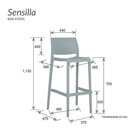 Banco alto Sensilla - Turquesa