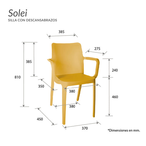 Silla Solei con descansabrazos - Mostaza