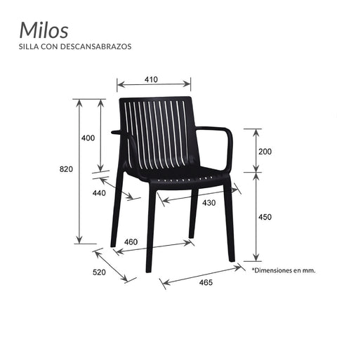 Silla Milos con descansabrazos - Blanco