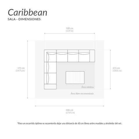 Sala Caribbean en L - Negro