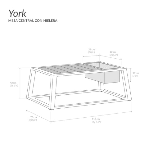Mesa de centro York con Hielera - Blanco