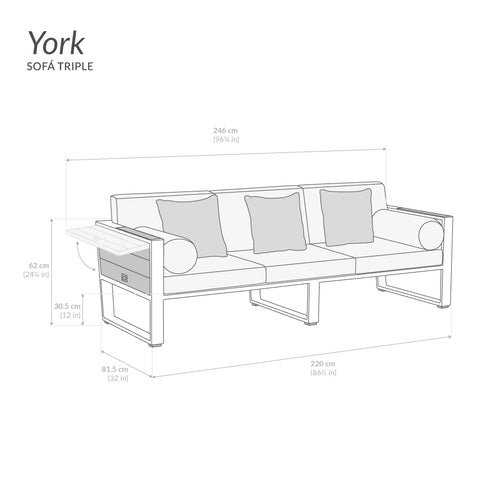 Sofá triple York - Blanco