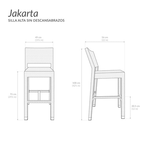Silla alta Jakarta sin descansabrazos - Café oscuro